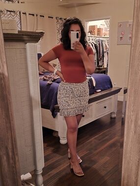 Forever 21 Floral Ruffle Mini Skirt